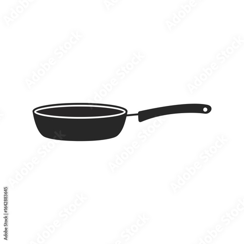 Black frying pan vector illustration cooking utensil kitchenware chef tool isolated eps graphic