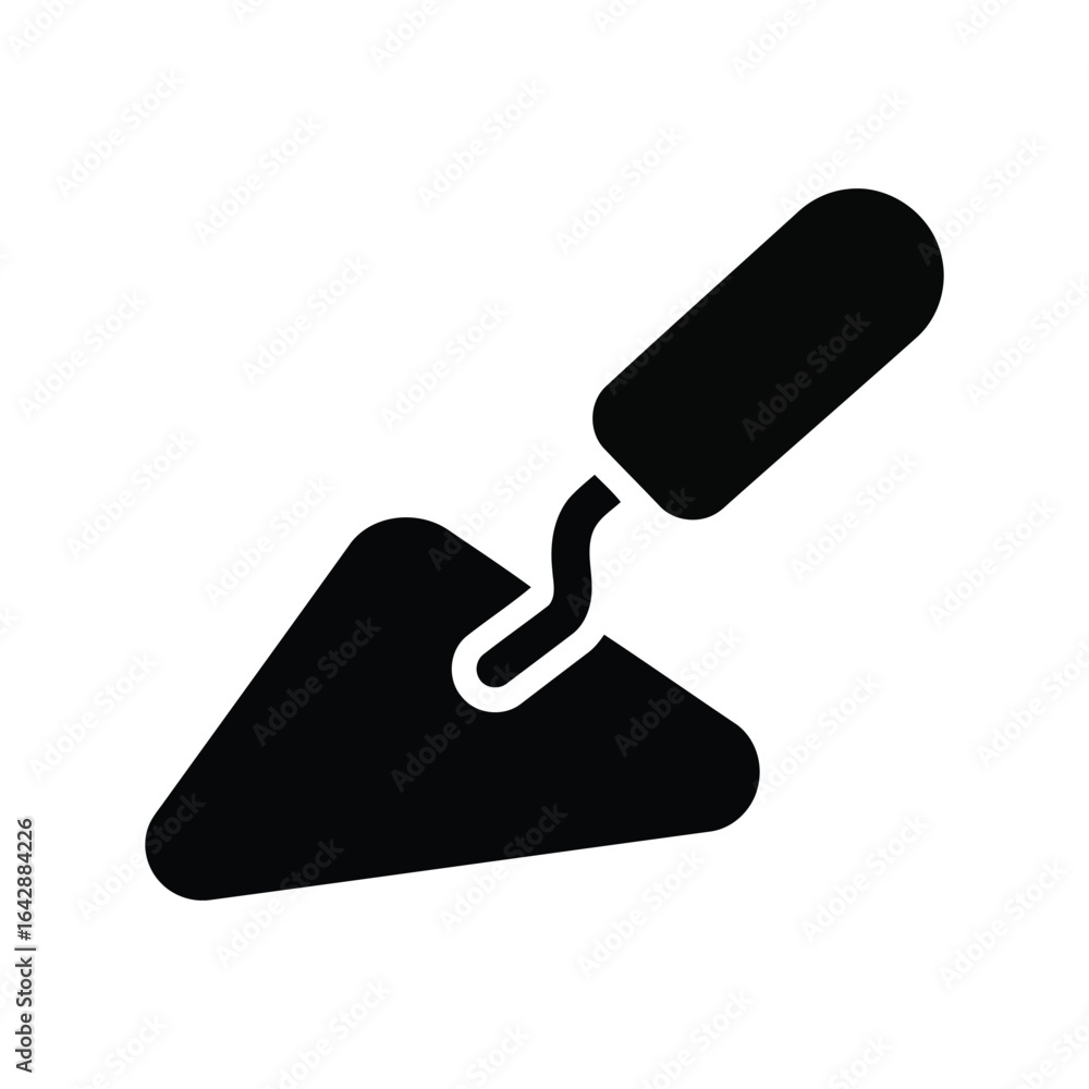 Black trowel vector illustration masonry tool construction equipment diy building isolated eps graphic