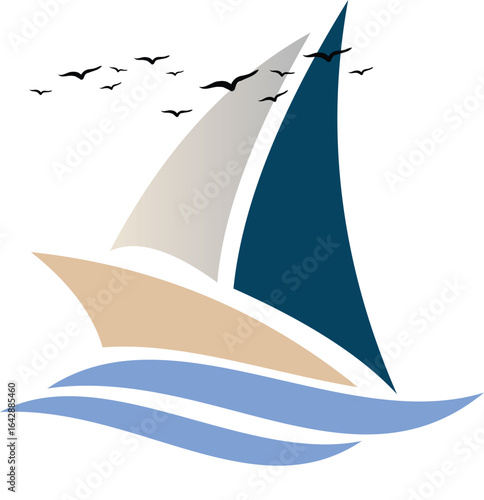 Sailboat isolated icon design style. Illustration of transportation icon. Cartoon vector illustration isolated object sailing boat