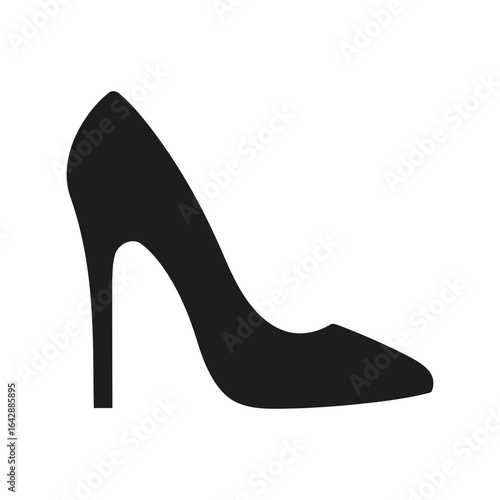 Black silhouette high heel shoe elegant footwear fashion icon stiletto pump isolated vector