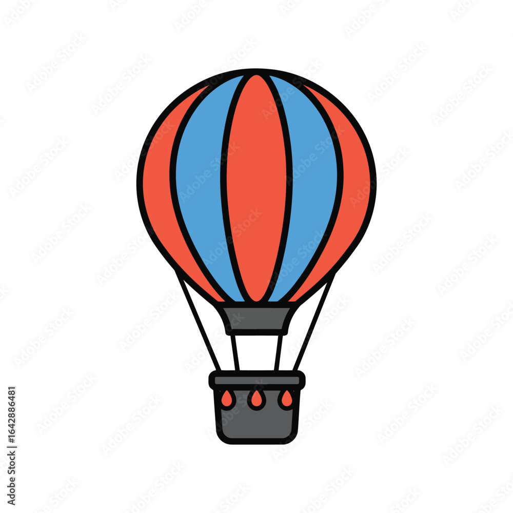 Obraz premium Colorful hot air balloon adventure travel sky transport leisure flight aviation icon isolated vector graphic
