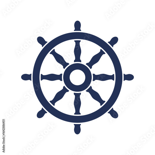 Navy blue ship s wheel vector illustration nautical helm icon maritime steering wheel sea navigation symbol marine transport control