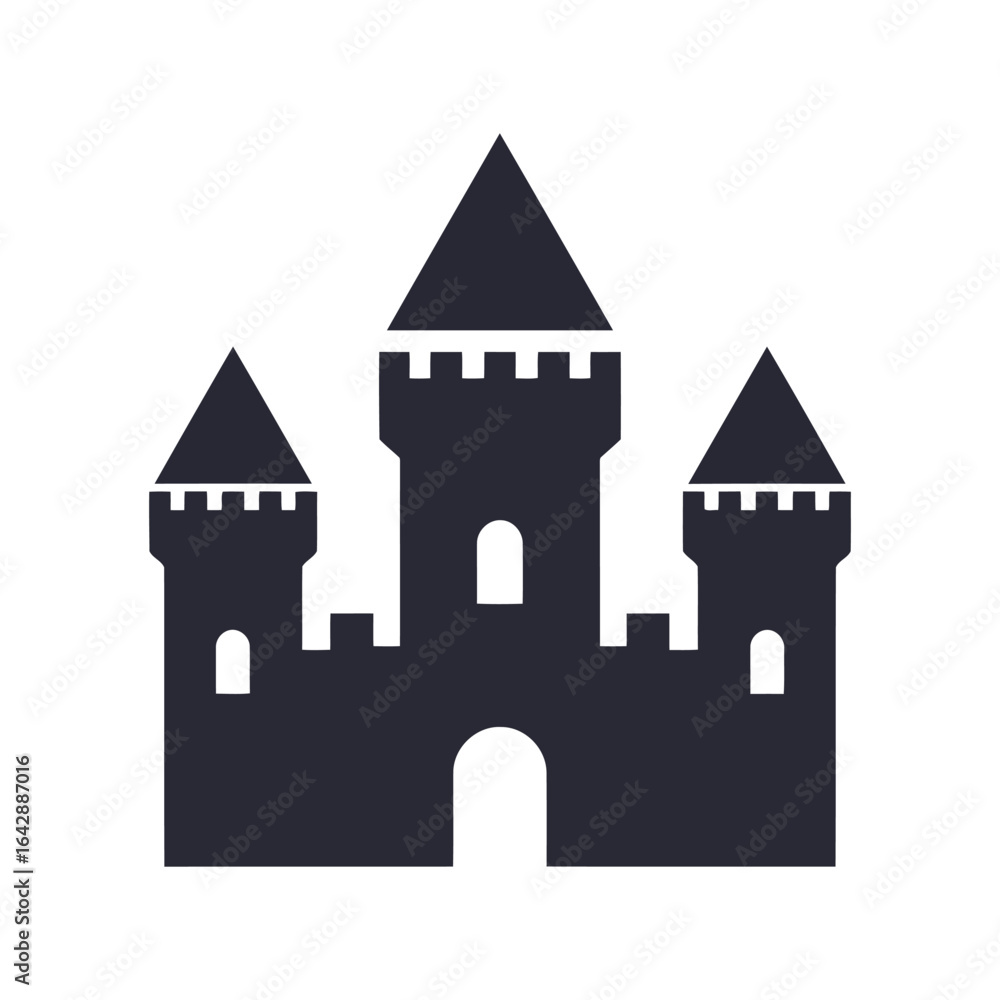 Obraz premium Medieval castle silhouette vector illustration fortress icon royal architecture historic landmark
