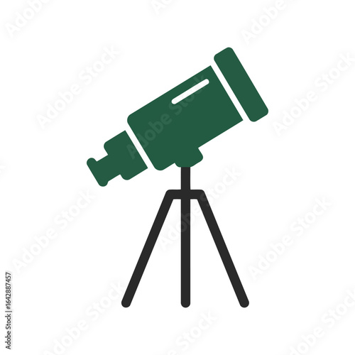 Green telescope vector illustration astronomy equipment stargazing tool scientific instrument space exploration icon