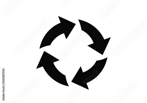 Vector illustration of photo of circular arrow symbol representing recycling or a continuous process, isolated on white background