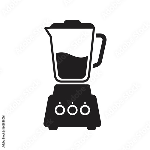 Black blender icon kitchen appliance smoothie maker food processor healthy drink equipment isolated vector