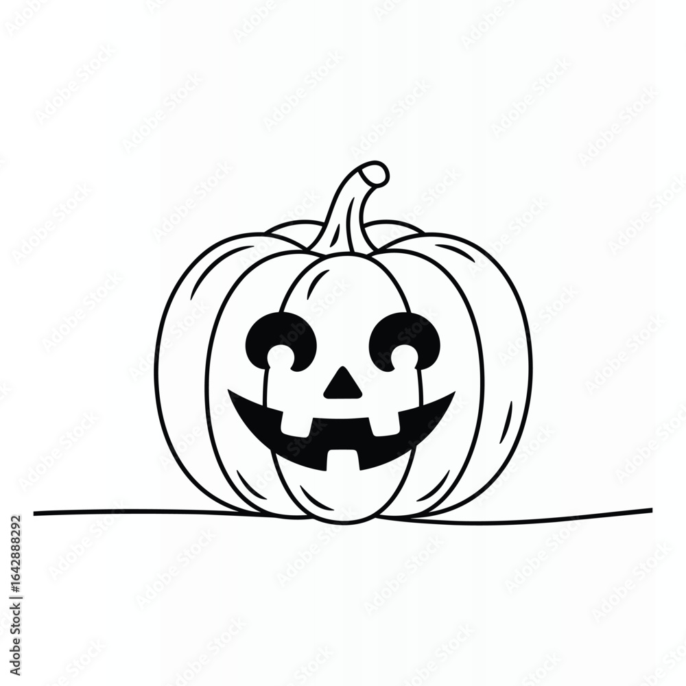 Fototapeta premium Classic jack o lantern halloween pumpkin outline drawing for decoration