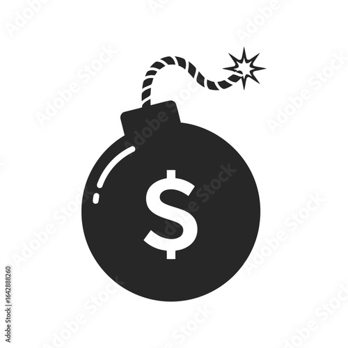 Money bomb icon vector financial risk explosion symbol danger dollar blast graphic