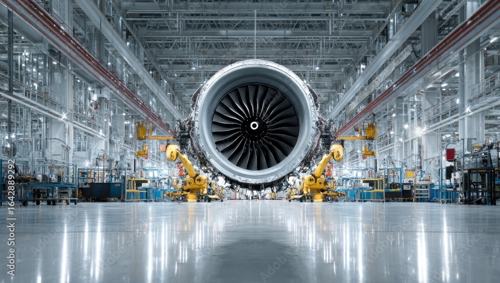 Fototapeta premium Large jet engine in a factory