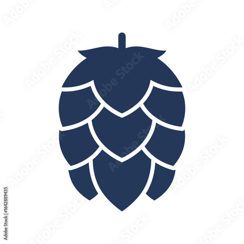 Dark blue hop cone vector illustration brewing ingredient craft beer element agriculture symbol isolated eps graphic