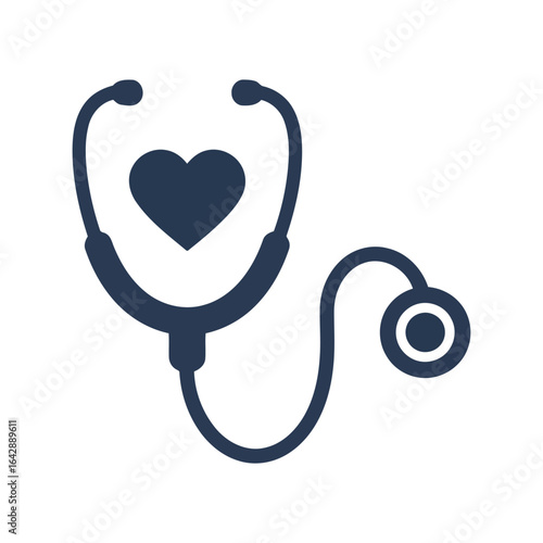 Stethoscope heart icon vector cardiology medical symbol healthcare doctor equipment cardiology care graphic