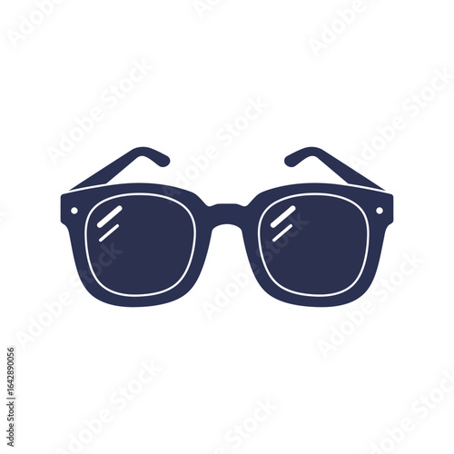 Dark blue square sunglasses retro style eyewear fashion accessory summer sun protection isolated vector graphic