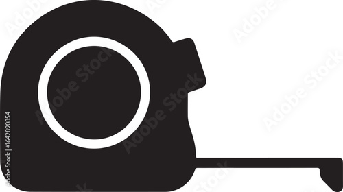 Tape Measure Icon Set, Black Vector for Construction and Measurement.