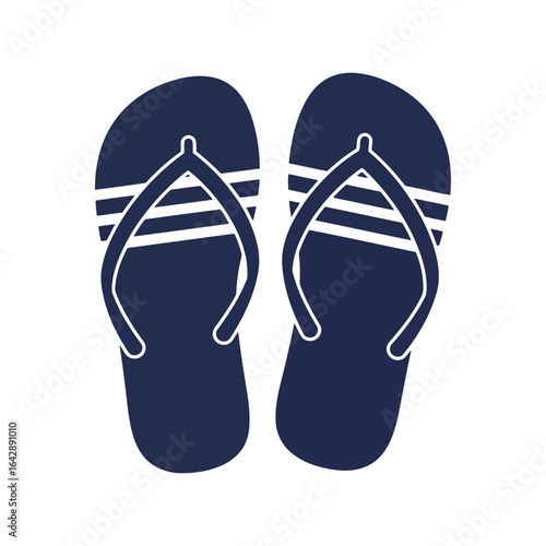 Navy blue flip flops vector illustration summer beach footwear casual sandals open toe shoes vacation accessory