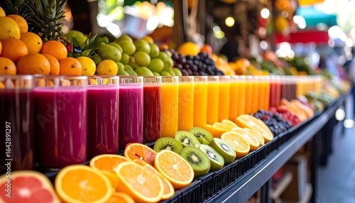 Fresh fruit juices at market stall (1)