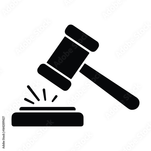 Justice Gavel Icon Symbolizing Law and Court Ruling