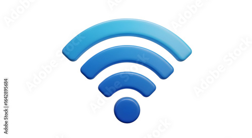 Blue Wi‑Fi Signal Icon 3D — Wireless Connectivity Symbol