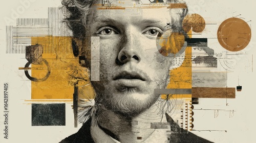 Wallpaper Mural A portrait of a man, rendered in a collage style. Torontodigital.ca