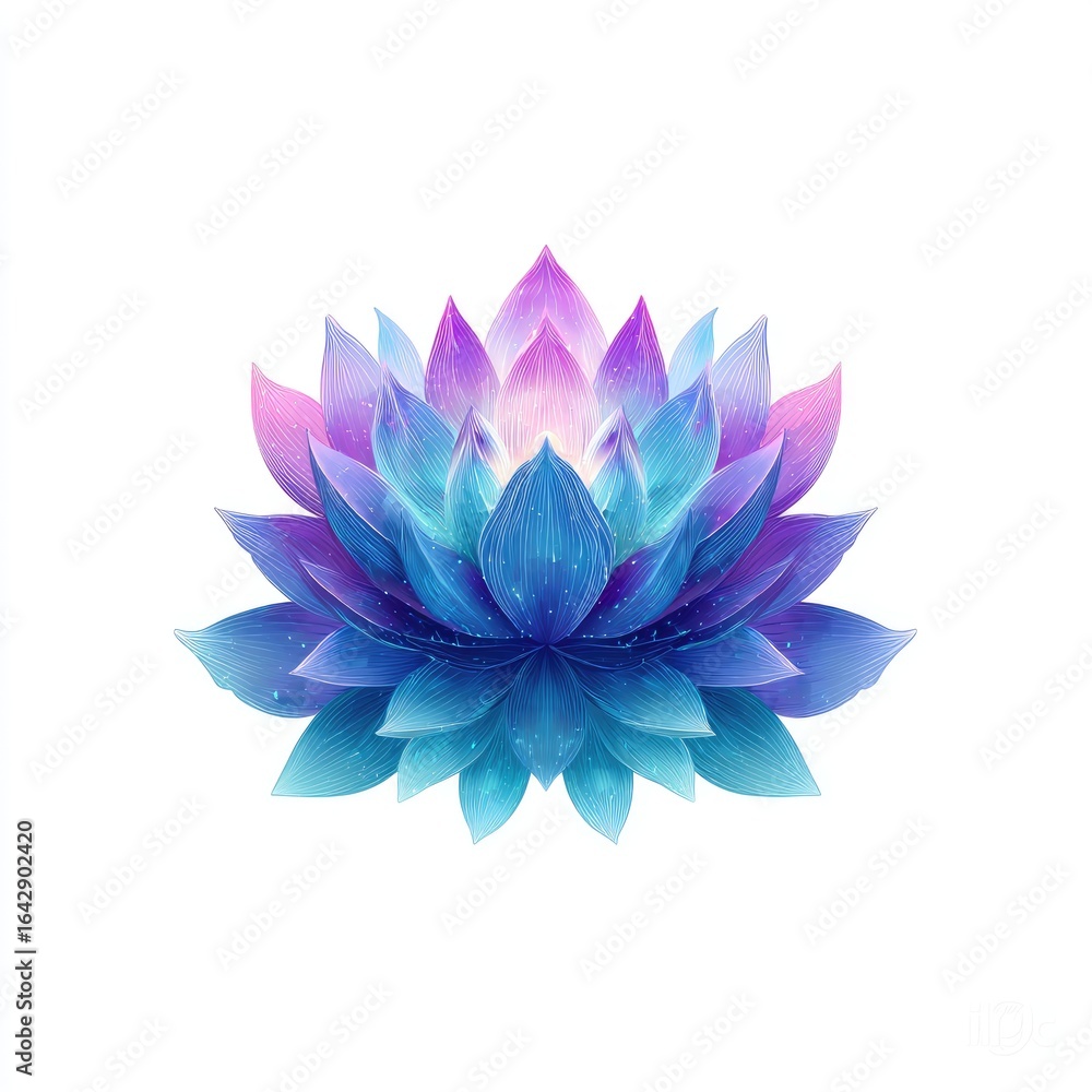 Fototapeta premium Vibrant, gradient lotus flower on white