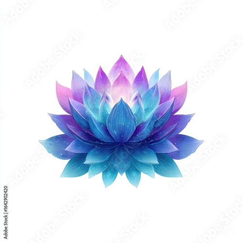 Vibrant, gradient lotus flower on white