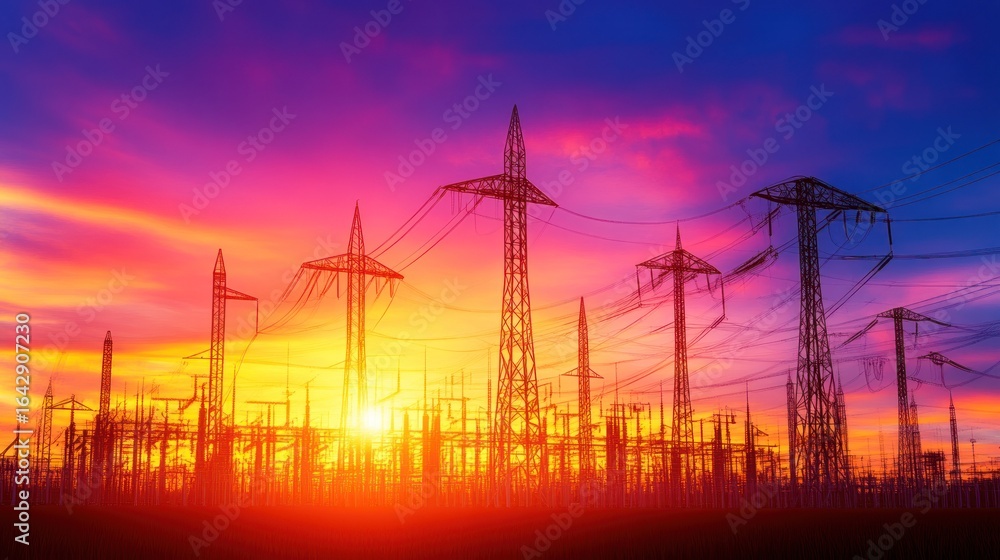 Fototapeta premium Power station silhouette sunset