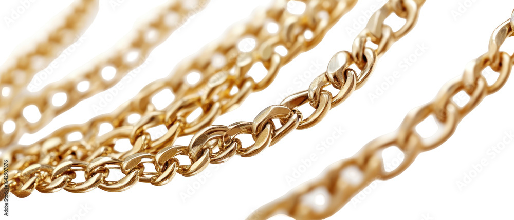 Obraz premium Close Up View Of Golden Chains Against Transparent Background Showcasing Texture And Details Of The Metal