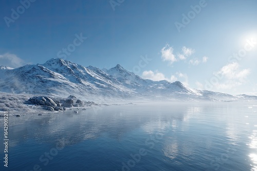 Wallpaper Mural Snowy mountains reflecting on a still, icy lake Torontodigital.ca