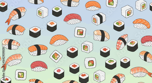 Delicious Sushi Seamless Pattern A Vibrant Culinary Design