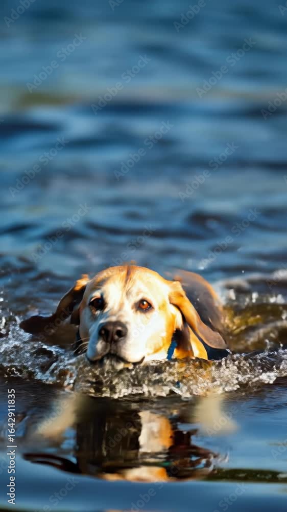 Swimming Beagle Close Up Water Dog Pet Animal Playful Summer Outdoor Happy Wet Canine Active Fun Nature Lake Brown Energetic Swimming Beagle Close Up Water Dog Pet Animal Playful Summer Outdoor Happy Wet Canine Active Fun Nature Lake Brown Energetic