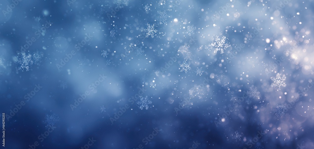 Fototapeta premium The enchanting scene of snowflakes drifting in a winter wonderland.