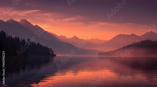 Wallpaper Mural Serene lake landscape at sunset with mountain views nature photography scenic peaceful background wallpaper Torontodigital.ca