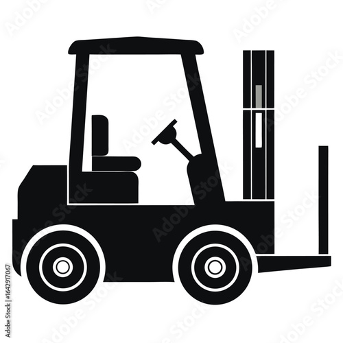 Vector art of black forklift isolated on white background
