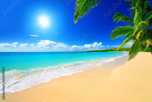 Wallpaper Mural tropical beach with palm trees Torontodigital.ca