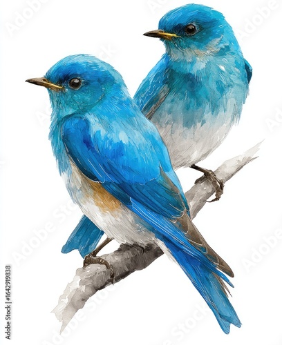 Two vibrant blue birds perched on a branch (2)