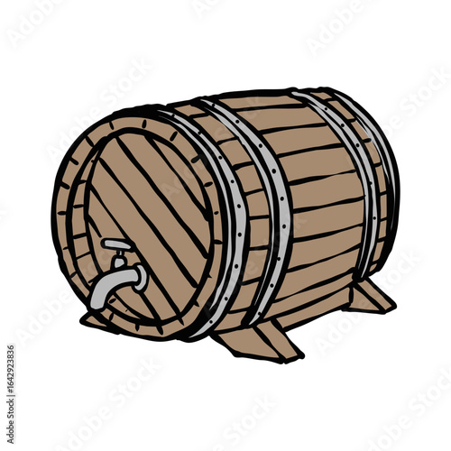 Beer barrel from wood illustration vector 