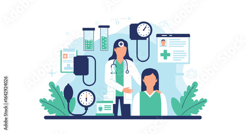 Caring doctor comforting patient during checkup, offering reassurance and professional medical care today