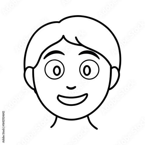 Face with open eyes gazing upward in hopeful expression Vector illustration