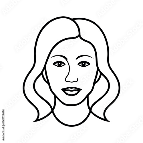 Feminine face with contour lines echoing the jaw and cheek Vector illustration