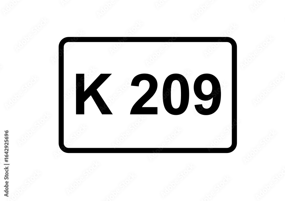 Illustration eines Kreisstraßenschildes der K 209 in Deutschland Illustration eines Kreisstraßenschildes der K 209 in Deutschland