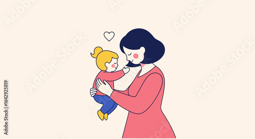 Loving mother embraces child with heart, showcasing family bond and loving tenderness together always