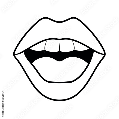Open mouth with softly parted lips in sensual close up Vector illustration