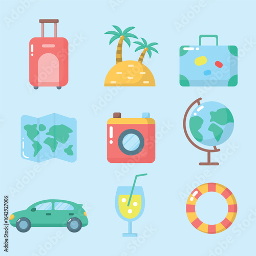 simple colorful travel icon illustration