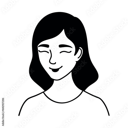 Woman smirking with one eye closed in playful minimal artwork Vector illustration