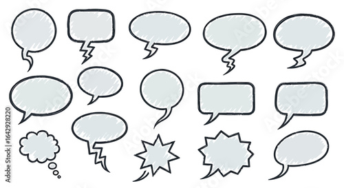 Diverse Hand Drawn Speech and Thought Bubbles - Comic Style Sketch Elements Collection