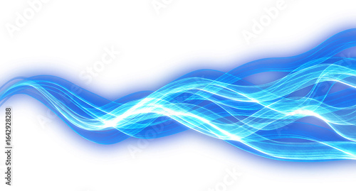 Bright Blue Glowing Curves with Light Motion Effect