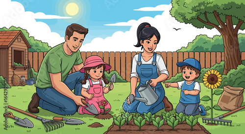 Joyful Family Gardening: Parents and Kids Planting and Learning Outdoors