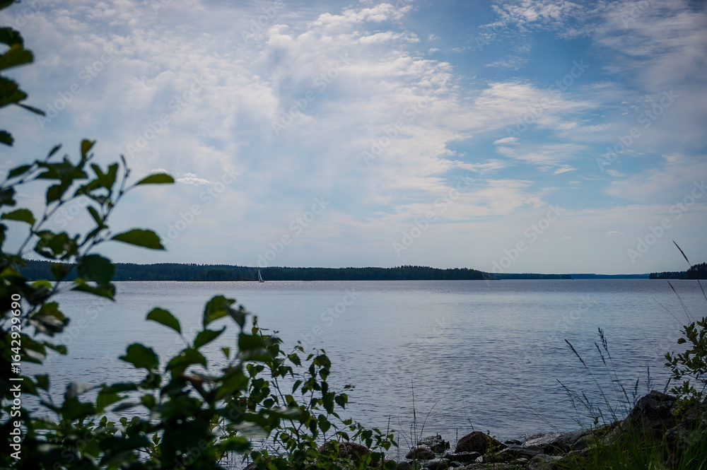 Fototapeta premium Calm and tranquility summer lake landscape