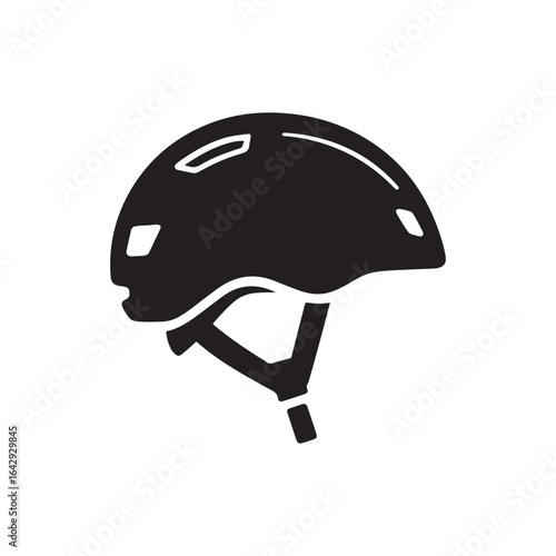 Black Silhouette of a Bicycle or Skateboard Helmet for Safety and Protection