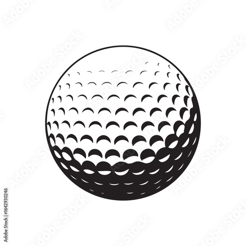 Vintage Black and White Golf Ball Icon for Sports and Leisure