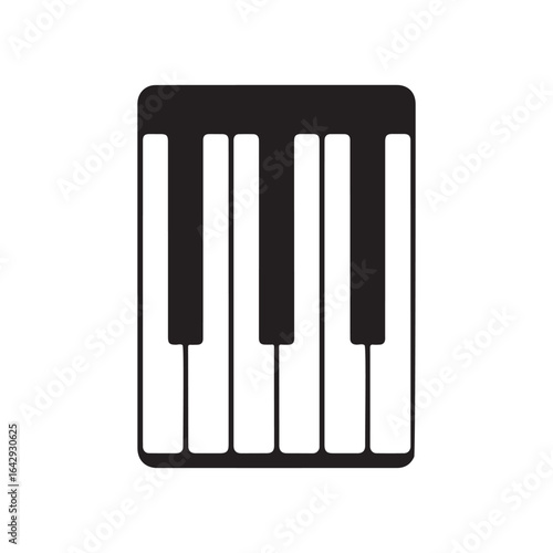 Black and White Piano Keyboard Keys Music Icon Vector